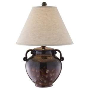  24.5 inch Dark Brown and Copper Reactive Glaze Table Lamp 