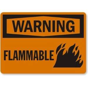 Warning: Flammable (with flame graphic) Plastic Sign, 14 