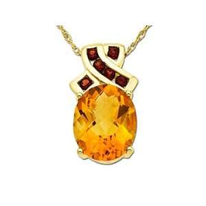  Citrine and Garnet Pendant Set in 14K Gold Jewelry