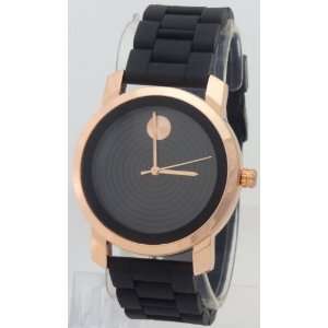   Watches Rose Gold Case Black Dial N Rubber Band: Everything Else