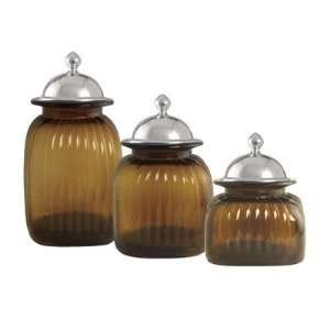  Canisters 3 Piece Set with Barrington Lid in Amber: Home 