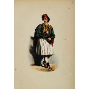  1844 Print Greek Costume Greece Man National Folk Dress 