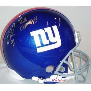  Signed Justin Tuck Helmet   Authentic with SB XLII Champs 