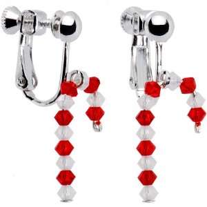  Handcrafted Candy Cane Clip Earrings MADE WITH SWAROVSKI 