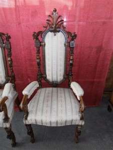   ANTIQUE WALNUT CARVED EAGLE EXECUTIVE ESTATE CHAIRS 11IT118  