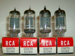 Quad Vintage RCA 12AX7A ECC83 audio amplifier tubes. TV 7 tested 101% 