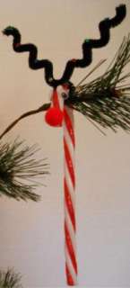New 2 Reindeer Red White Candy Cane Handmade Christmas Holiday Tree 