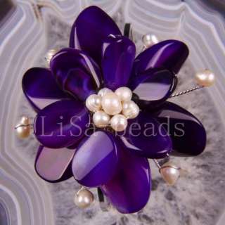 Purple Agate Fresh Water Pearl Beads Bracelet LH936  