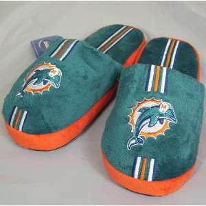  Miami Dolphins Youth Team Stripe Plush Slippers: Sports 