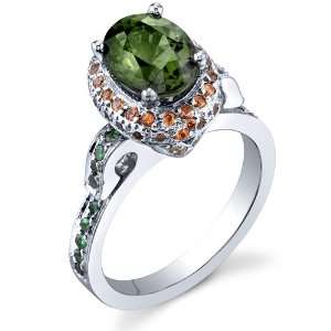   72 carats Green Tourmaline, Multicolor Sapphire and Tsavorite Ring