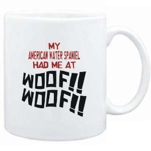  Mug White MY American Water Spaniel HAD ME AT WOOF Dogs 