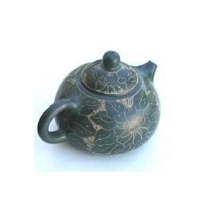  Yixing Clay Teapot   Green Florescence, 17.8 oz 
