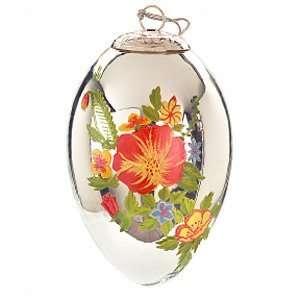    Romance Decorated Floral Mercury Glass Egg Ornament