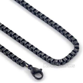 Fashion 3MM Box Black Tone 316L Stainless Steel Necklace Chain KN89 