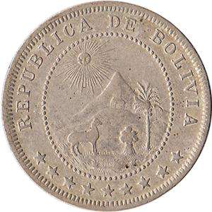 1897 Bolivia 5 Centavos Coin KM#173.3  