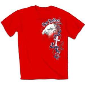  One Nation Scroll Red   Christian T Shirt Sports 