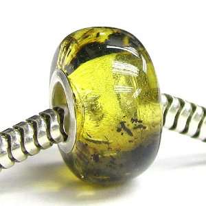  Free S/H Sterling Silver Genuine Amber Round Bead For Pandora Troll 