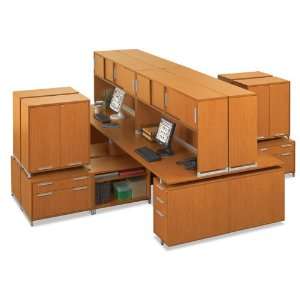  Align Four Person Workstation Warm Cherry Finish Office 