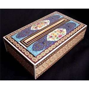  Wood Inlay Tissue Box with Bird & Floral Mosaic Design: Home & Kitchen