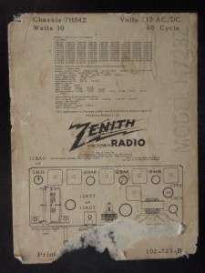 Vintage 1950s Bakelite Zenith AM/FM Tube Radio Model H7232 Non 