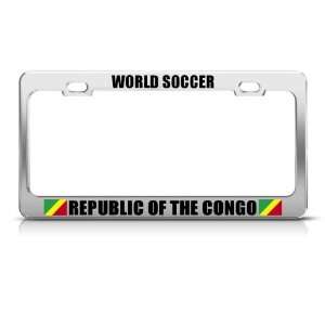 Republic Of The Congo Flag Chrome Sport Soccer license plate frame 