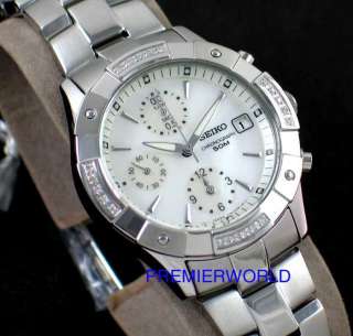   chronograph mother of pearl dial diamond bezel 50m watch sndz69p1