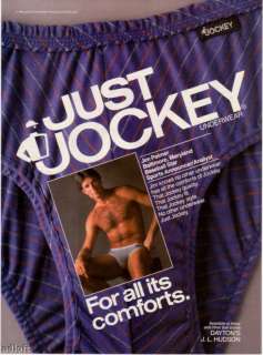 86 Baseball Star Jim Palmer Jockey PURPLE Underwear Ad  