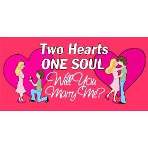  3x6 Vinyl Banner   Two Hearts One Soul 
