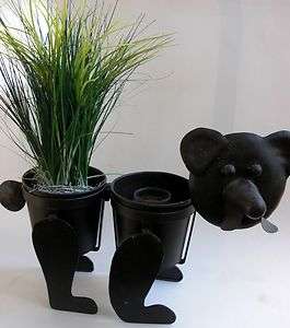   Decorative Metal Two Pot Bear Planter Plant Stand   Indoor or Outdoor