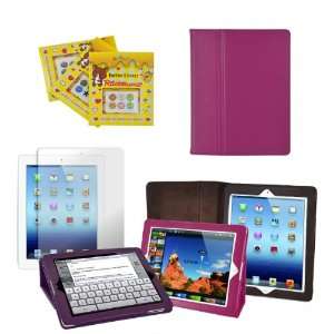  Apple iPad 3 Leatherette Folding Stand Case with Free 