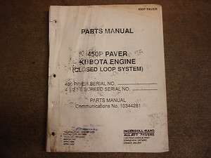 Ingersoll Rand 450 P asphalt paver parts manual  