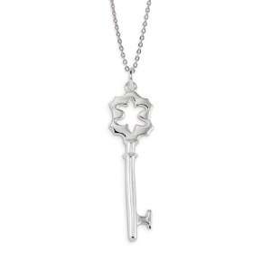    .925 Sterling Silver Cutout Skeleton Key Pendant Charm: Jewelry
