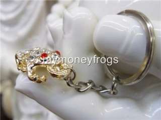 Golden Brass Feng Shui Lucky Money Chinese Oriental Coin Frog Key 