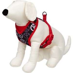   Mesh Harness for Dogs in Red & Black with Peace Signs: Pet Supplies
