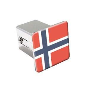 Norway Flag   Chrome 2 Tow Trailer Hitch Cover Plug