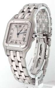   Mens Cartier Panthere Stainless Steel Quartz Date Watch  