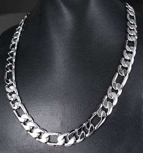 Heavy 22K White Gold GP 24’ Chain 10mm Mens Necklace  