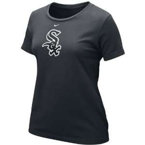  Nike Chicago White Sox Black Ladies Authentic Crew T shirt 