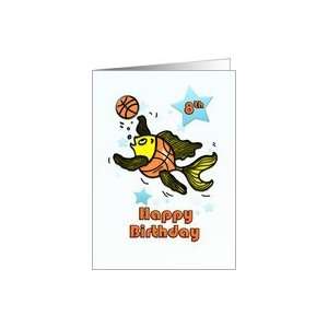     Fish playing Basketball funny cartoon greeting Card Toys & Games