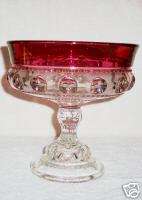 Pedestal Compote Ruby Red King Crown Indiana Glass LG  