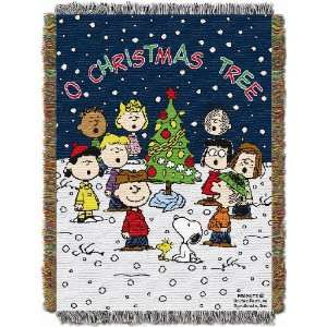 New   Peanuts  Charle Brown Christmas Holiday 48x60 Metallic 