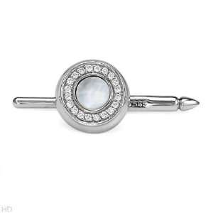 14K White Gold 0.1 CTW Color G H SI2 SI3 Diamond and Mother Of Pearl 