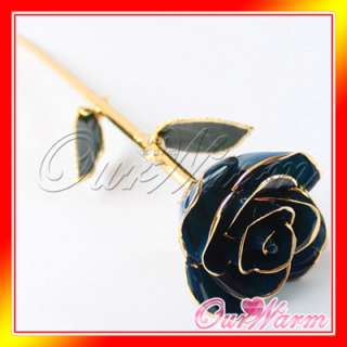 Gold Plated Real Blue Rose Flower Valentines day Gift  