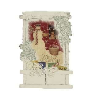   Lace Winter Greetings 14 Inch by 19 Inch Cafe Card Holder Wall Hanging