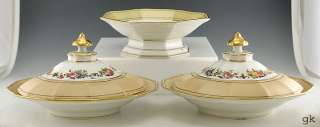   Paris Porcelain Covered Serving Dishes & 1 Pedestal Bowl Floral Gilt