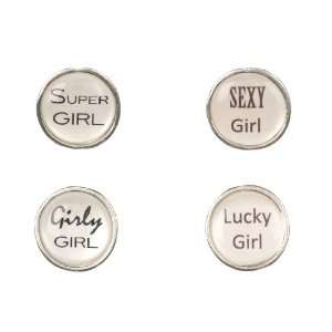   Glass Ring Markers   Super Girl, Sexy Girl, Luck Girl & Girly Girl
