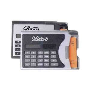 Solar calculator / business card holder with chrome pen 
