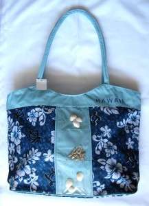 Hawaiian Large Beach Bag Diaper Bag Tote Satchel Blue  