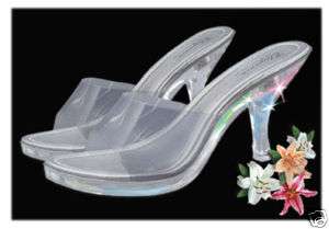 Silver Clear Slide Shoes , LIGHT UP SANDALS  