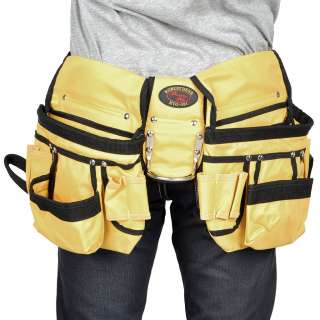 Double Pouch Pocket Tool Belt Bag with Hammer Tape Drill Screwdriver 